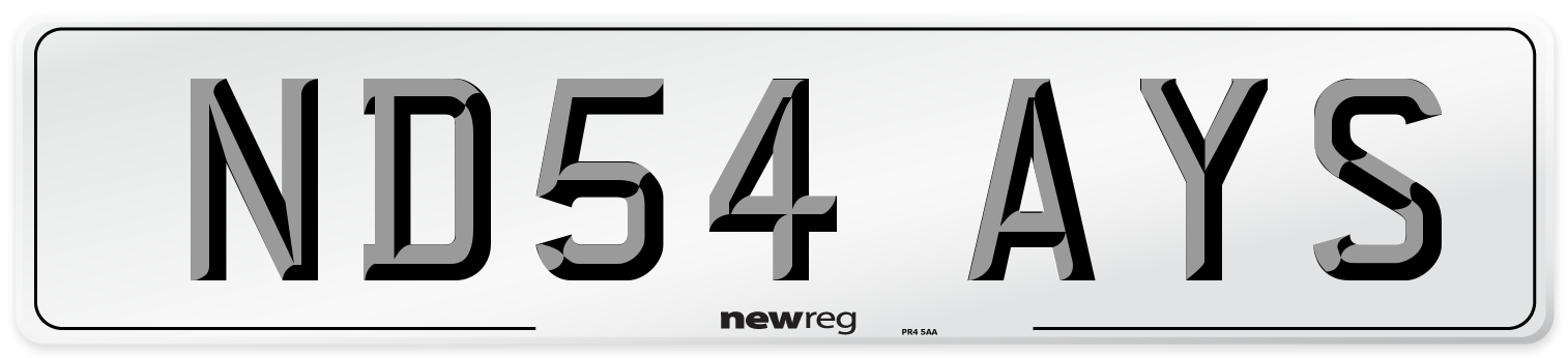 ND54 AYS Number Plate from New Reg